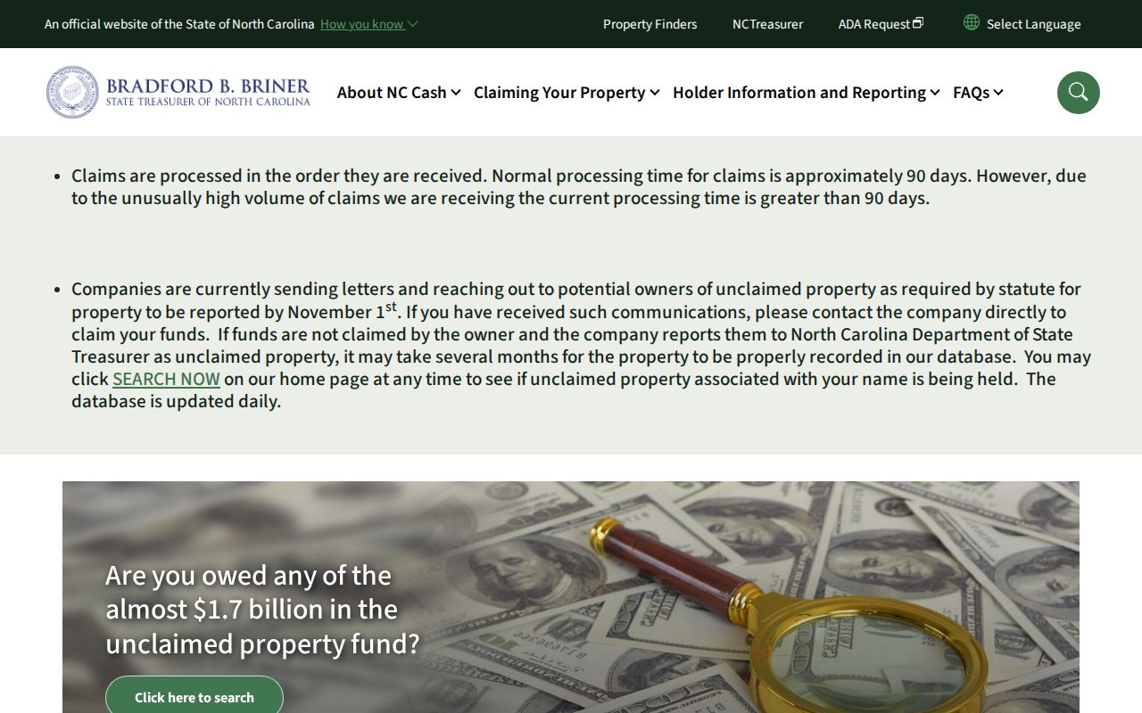 Leland residents directory North Carolina unclaimed property search