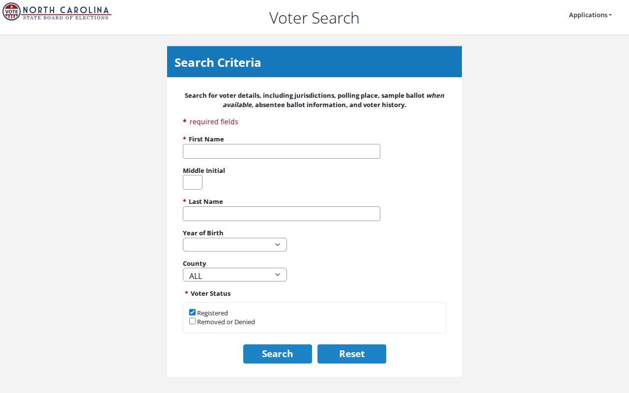 Leland residents directory North Carolina voter lookup fields